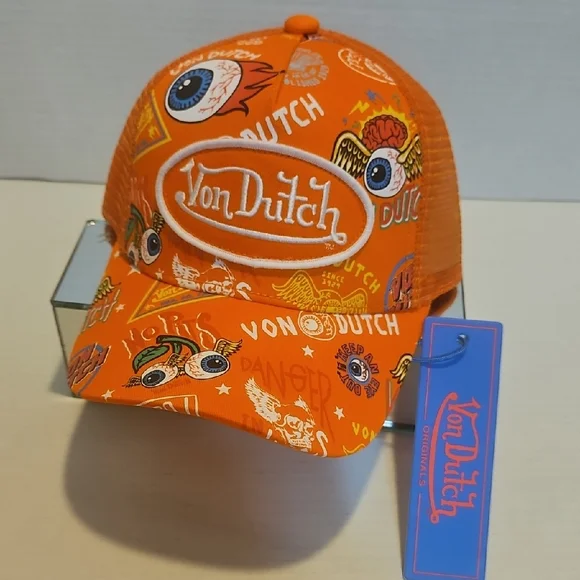 Von Dutch Orange Graphic Cap - Picture 1 of 8